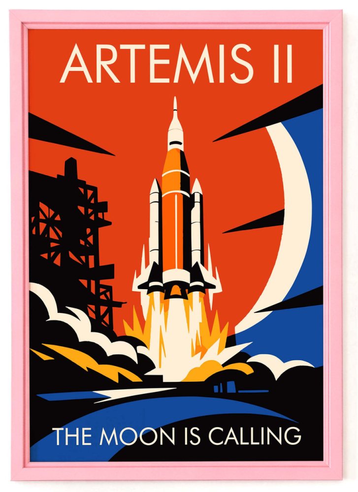 Artemis II Moon Rocket Poster Print