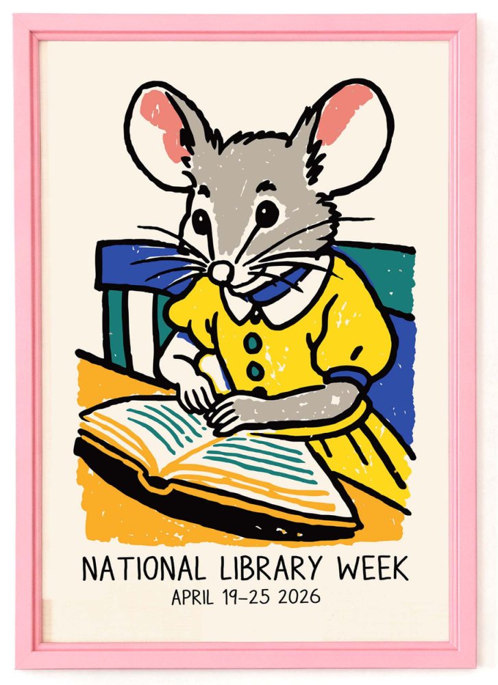 National Library Week Reading Mouse Print