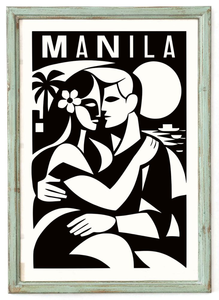Manila Travel Poster Romantic Couple Print