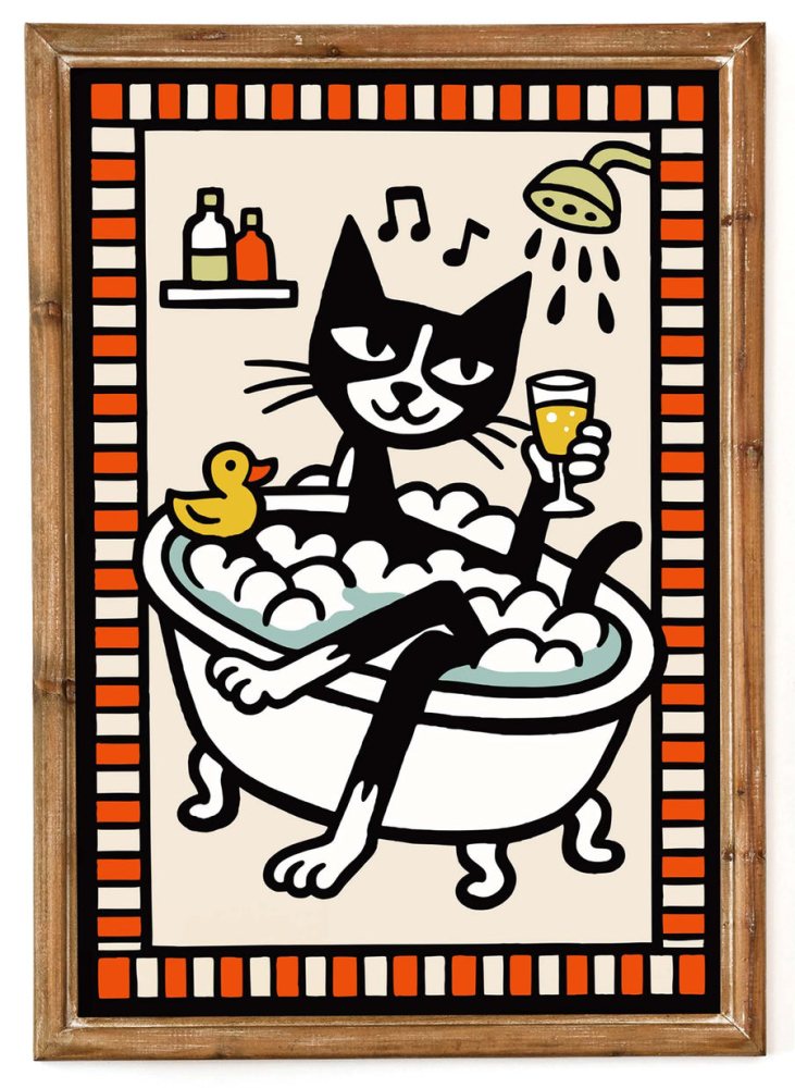 Cat Bathtub Relaxation Poster Print