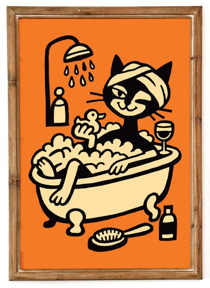 Cat Bath Relaxation Poster Print