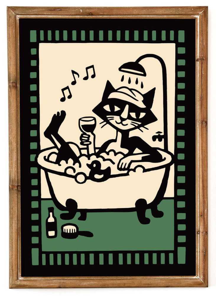 Relaxing Cat Bathtub Poster Print