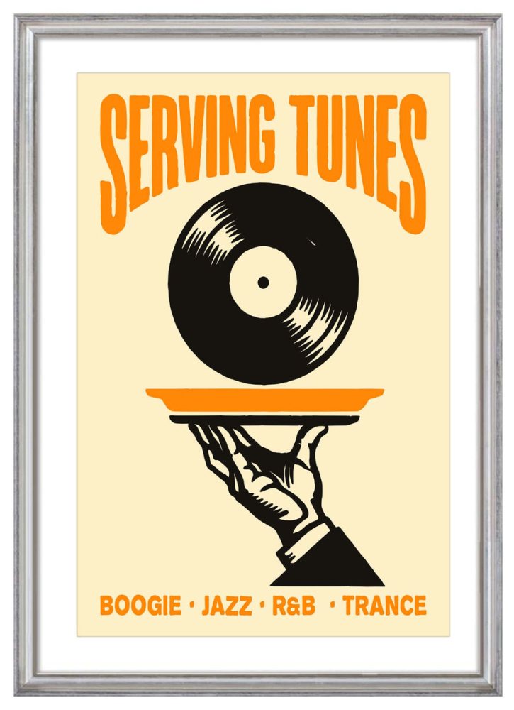 Serving Tunes Vinyl Record Poster