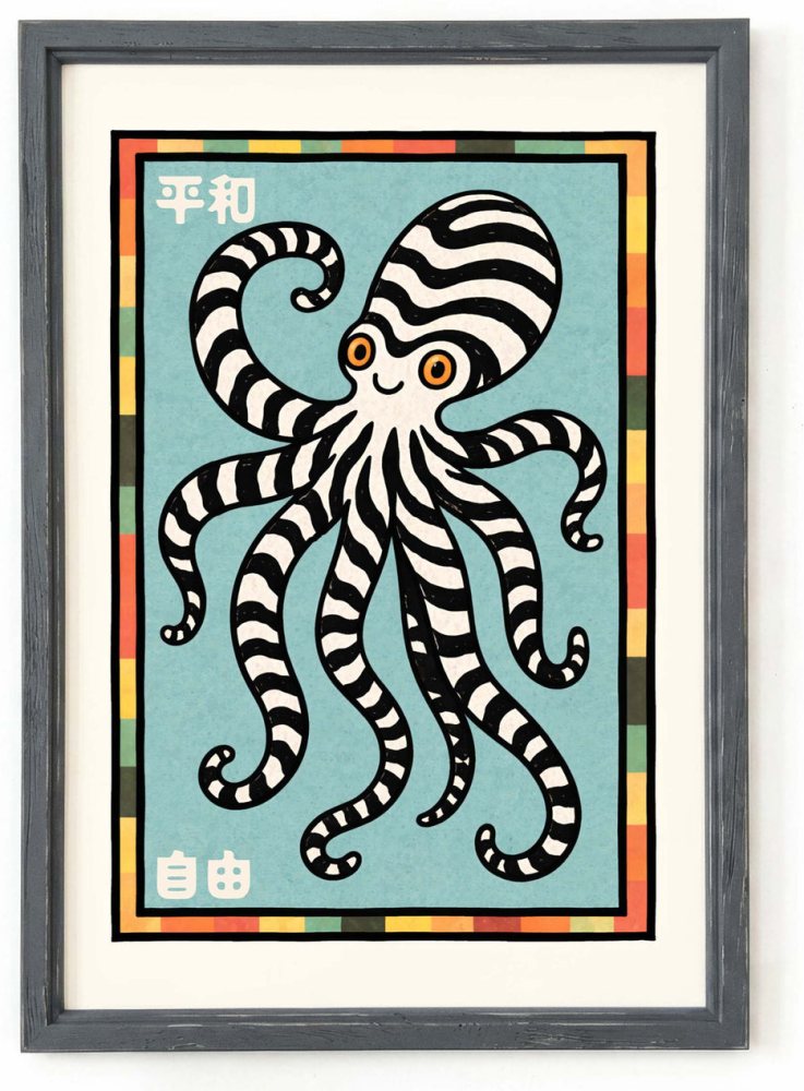 Japanese Octopus Poster Wall Art