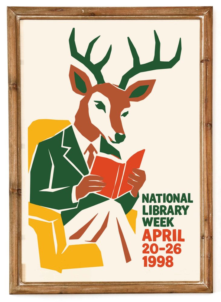National Library Week Deer Poster
