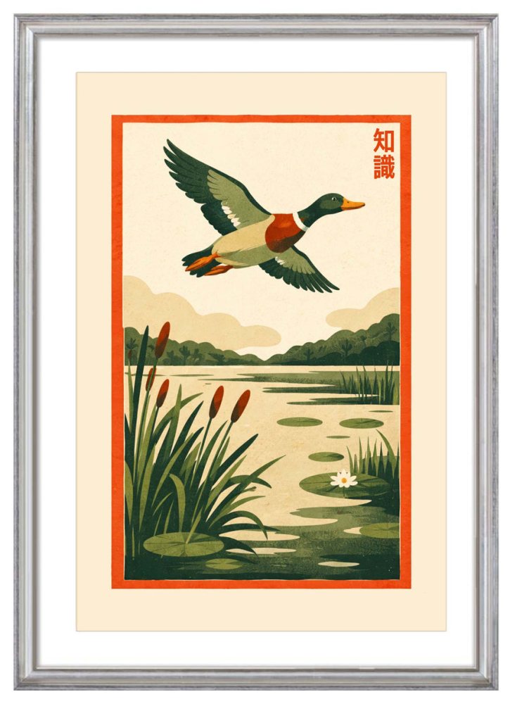 Flying Duck Japanese Art Print