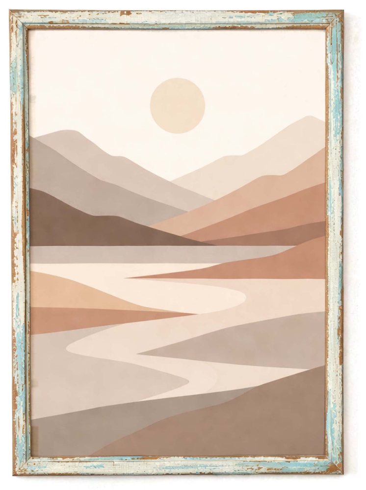 Abstract Desert Mountain Landscape Wall Art