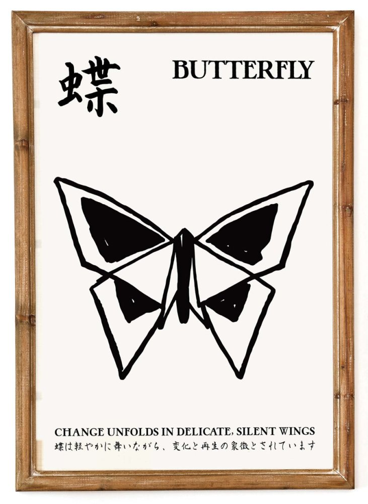 Japanese Origami Butterfly Poster Print