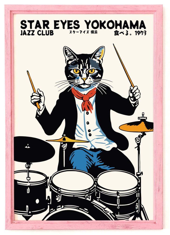 Yokohama Jazz Club Cat Poster Print
