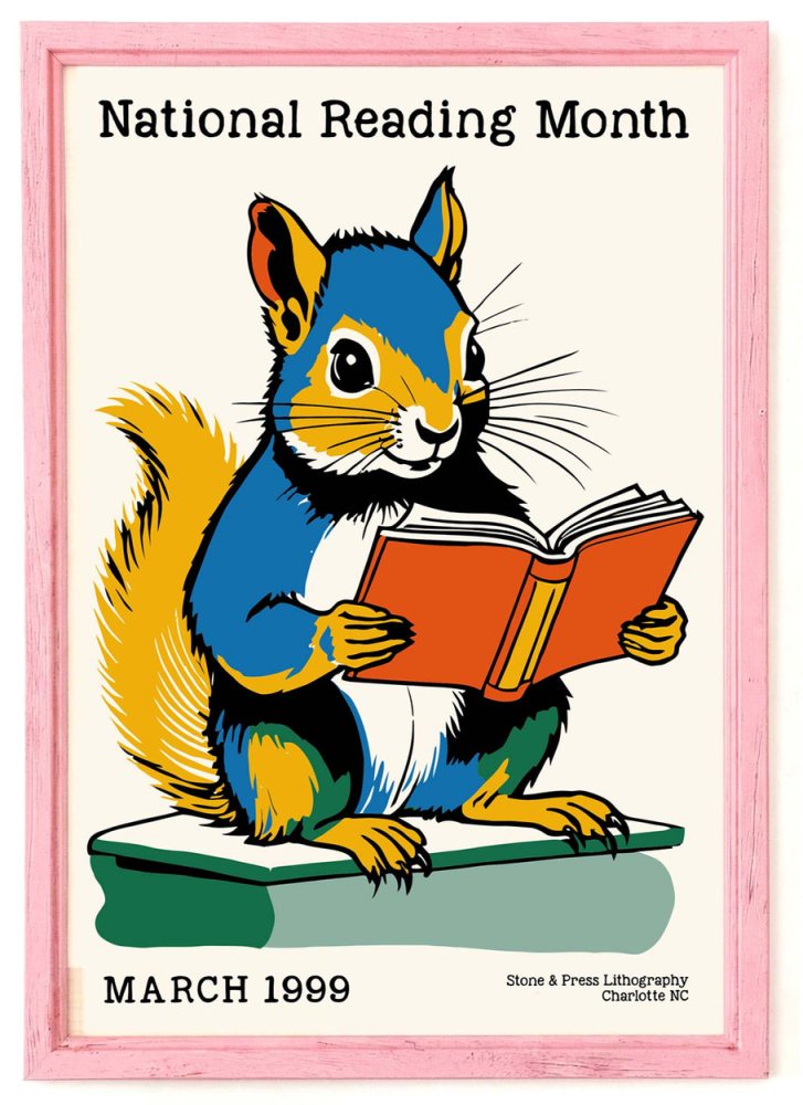 National Reading Month Squirrel Print