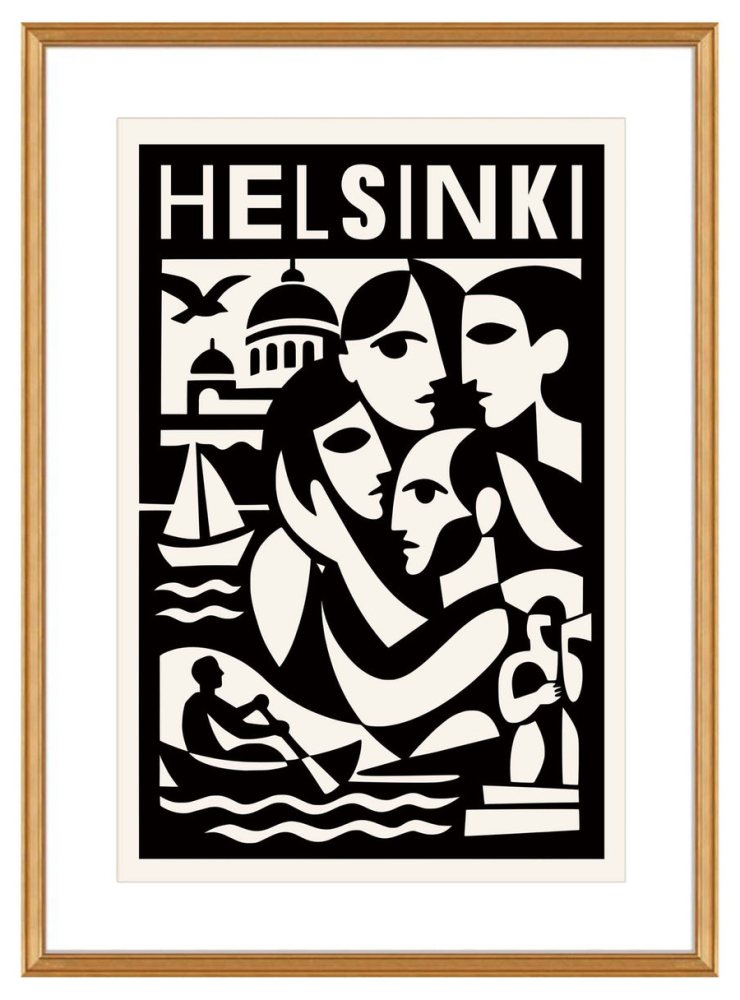 Helsinki City Abstract Wall Print