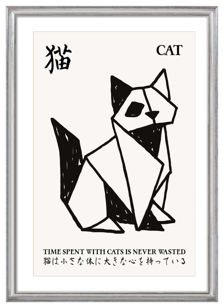 Minimal Cat Line Wall Print