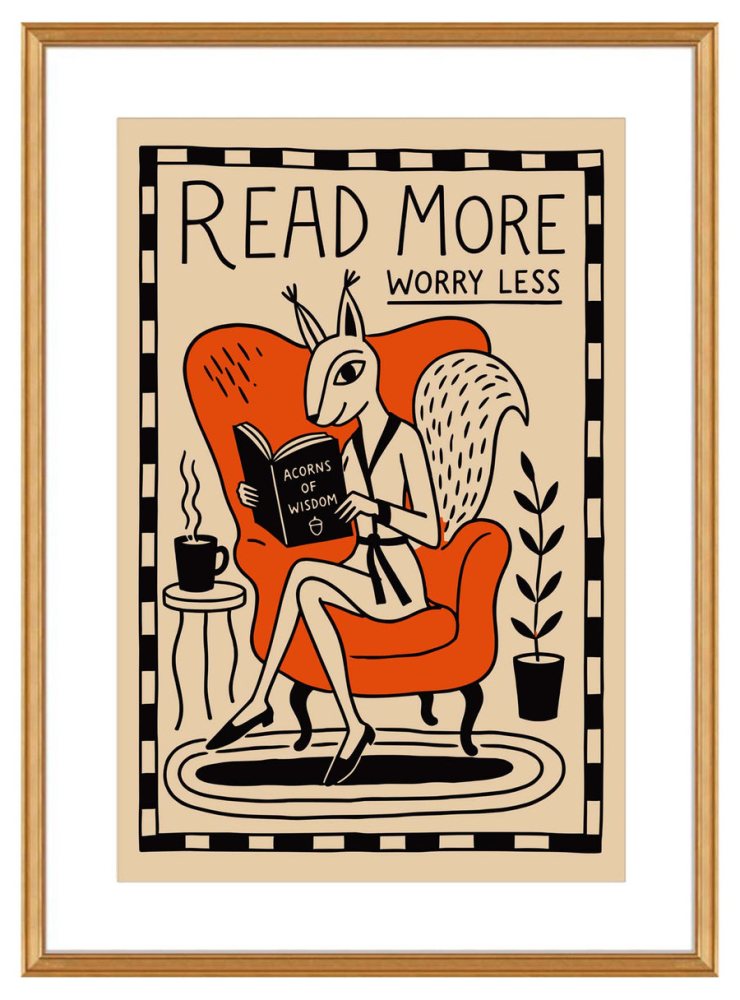 Reading Squirrel Motivation Print