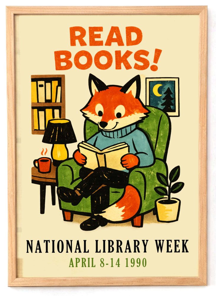 Reading Fox Library Poster Print