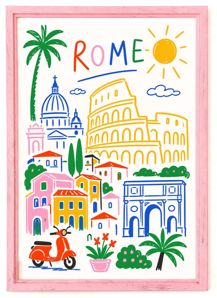 Rome Travel Landmarks Wall Print