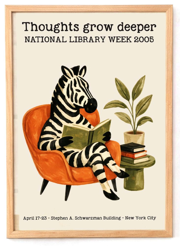 National Library Week Zebra Reading Poster
