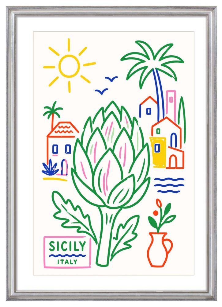 Sicily Italy Artichoke Travel Poster