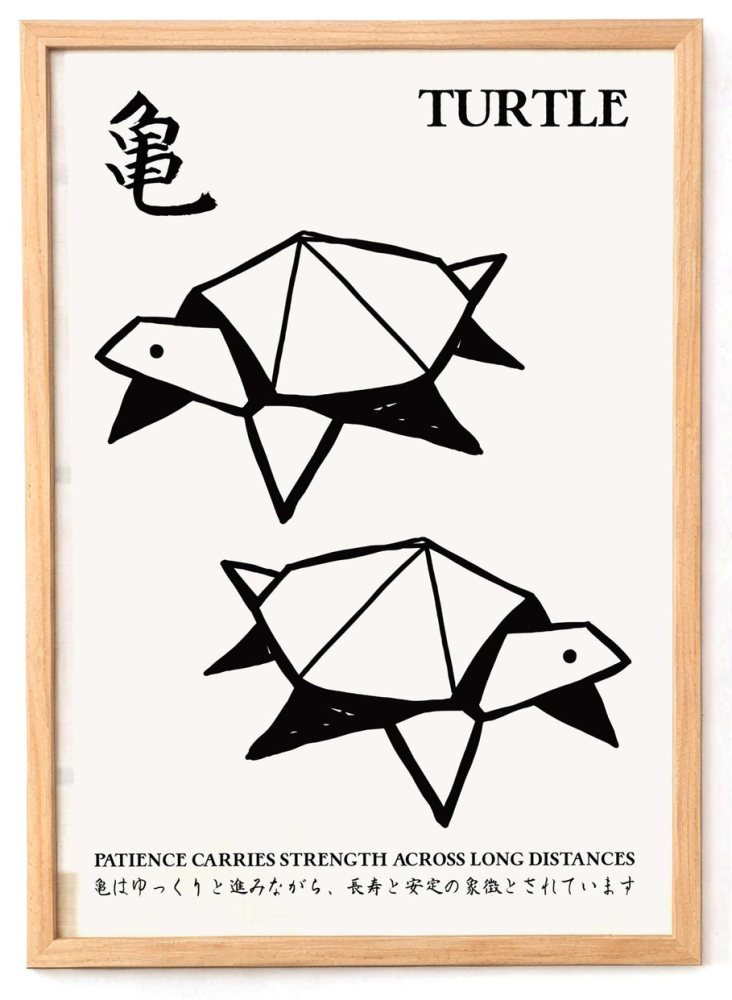 Origami Turtle Japanese Poster Print