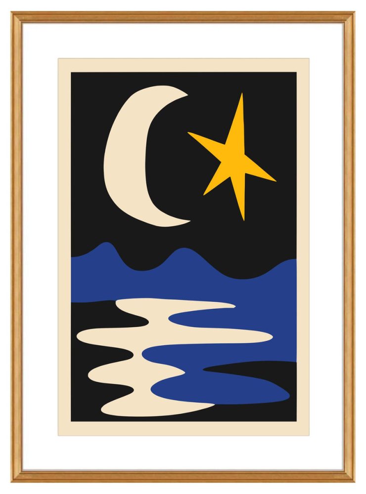 Moon Star Night Wall Art