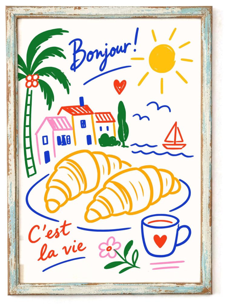 French Croissant Breakfast Poster Print