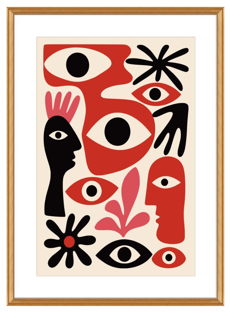 Abstract Faces Eyes Poster Print