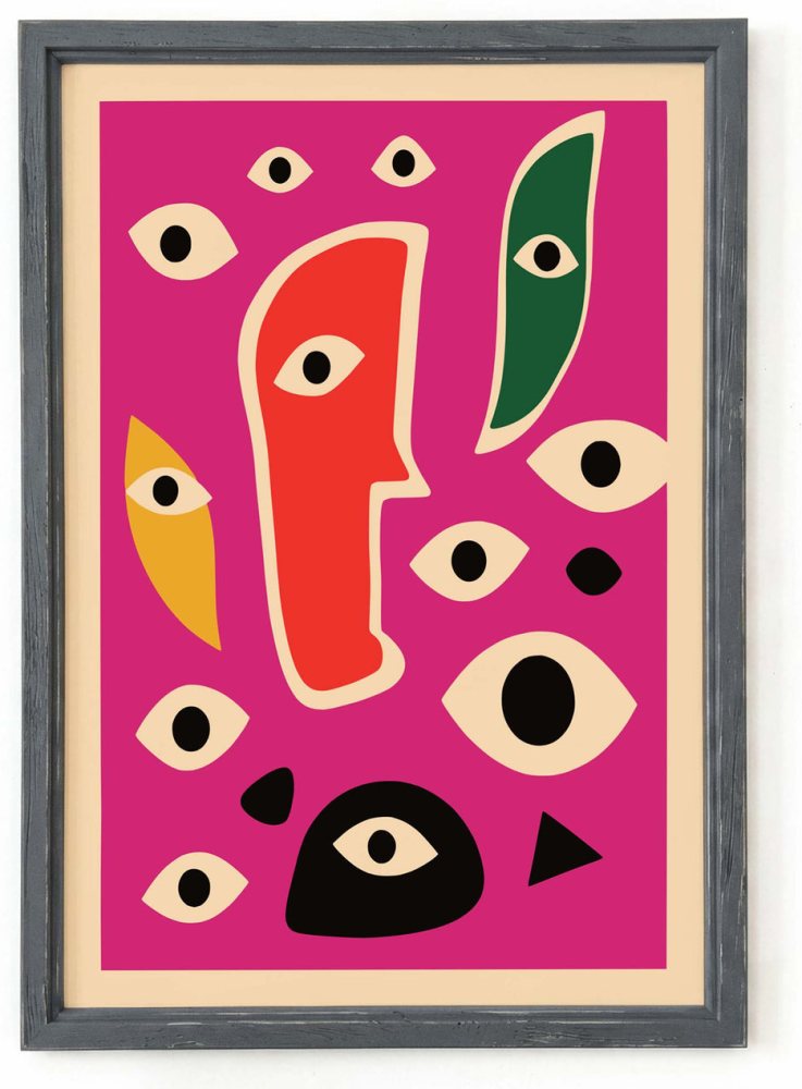 Abstract Faces Pink Poster Print