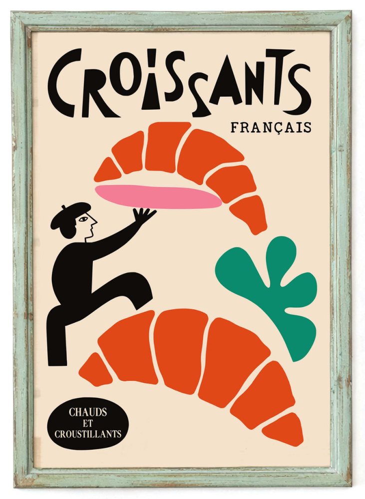 Croissants Français Illustration Poster