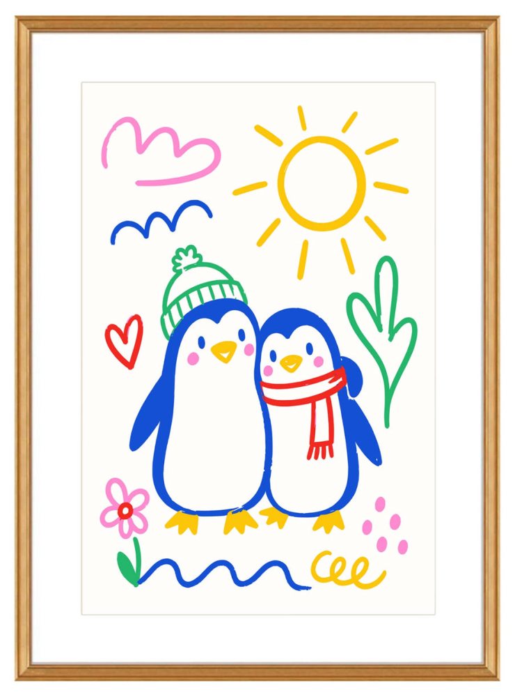 Penguin Couple Nursery Wall Art