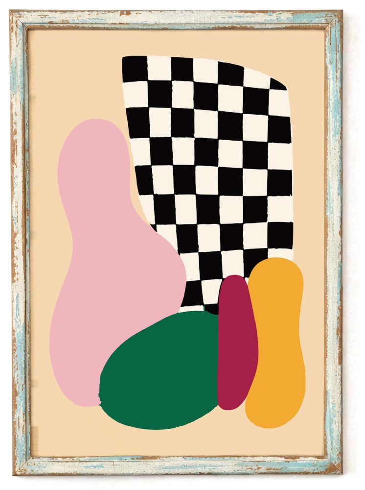 Abstract Checkerboard Wall Print