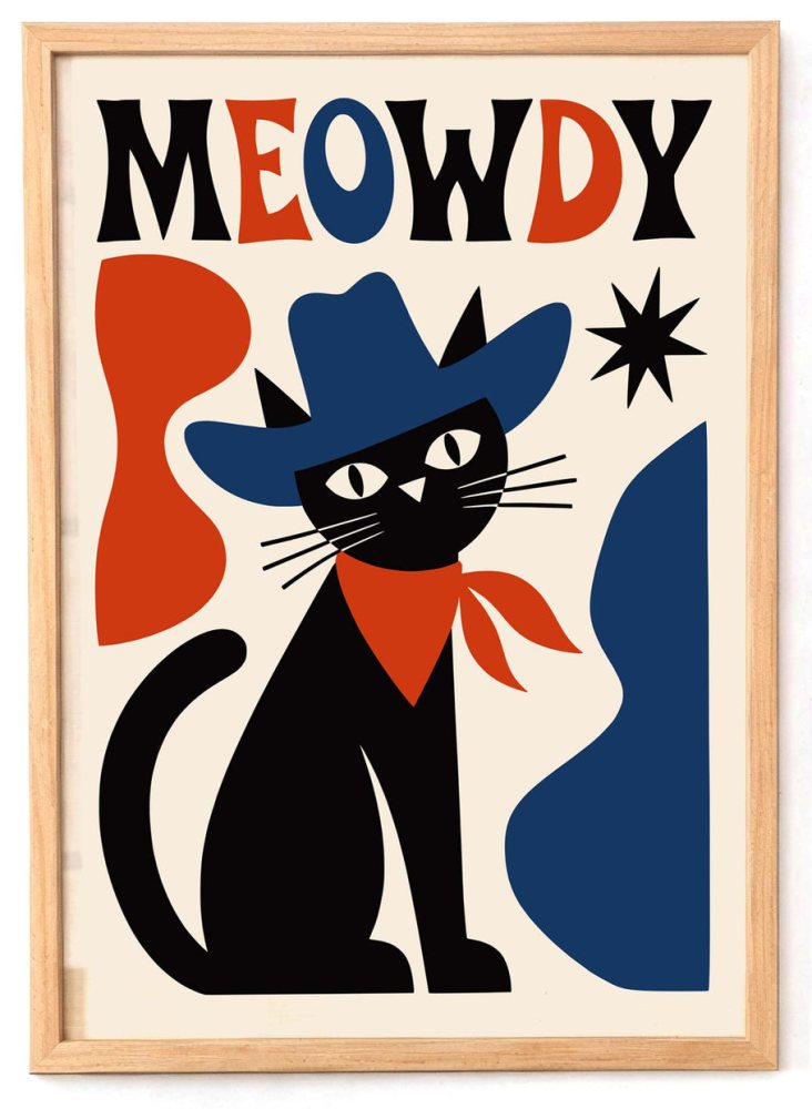 Cowboy Cat Wall Art Print