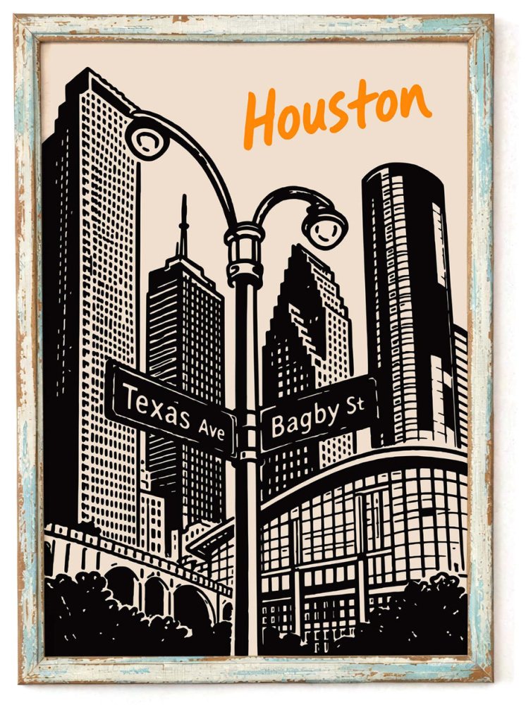 Houston Texas Skyline Poster Print