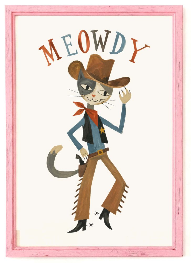 Cowgirl Cat Wall Art Print