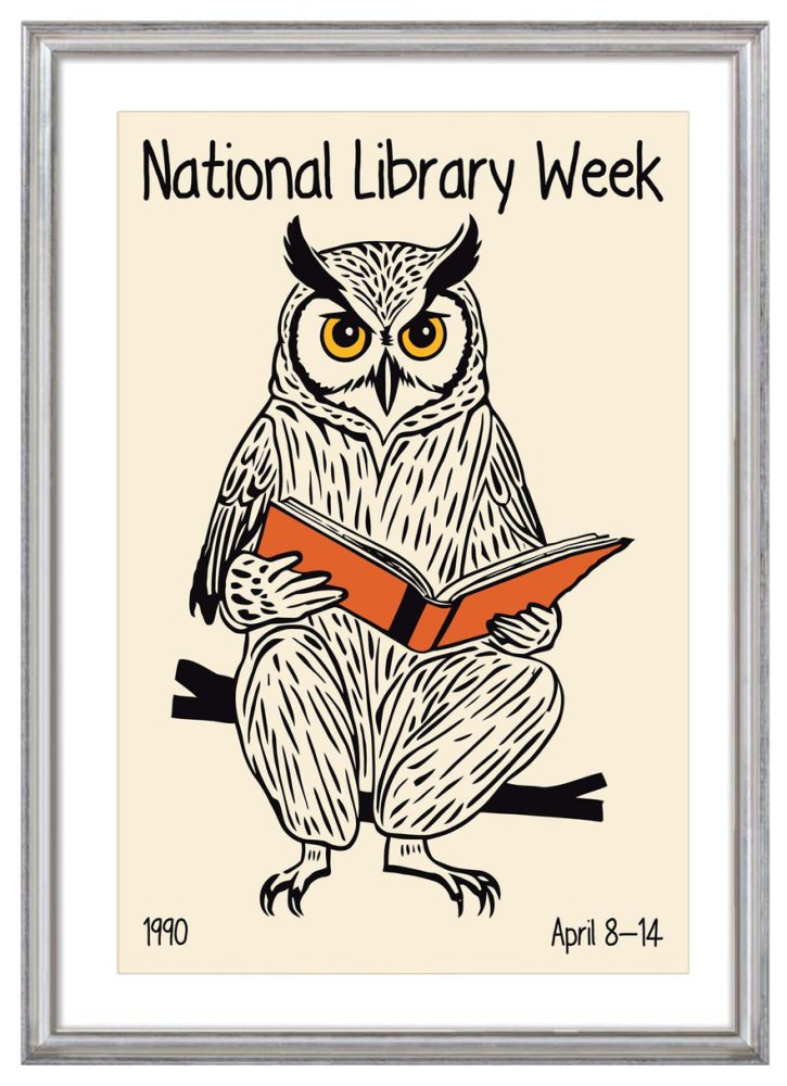 National Library Owl Poster Print