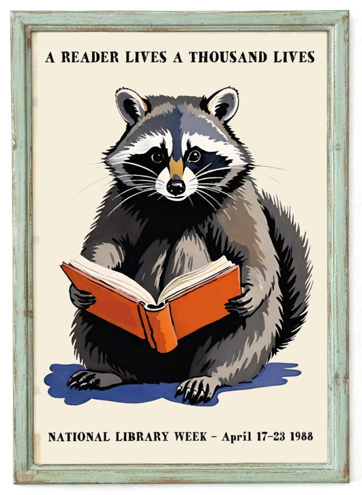 Reading Raccoon Library Week Poster