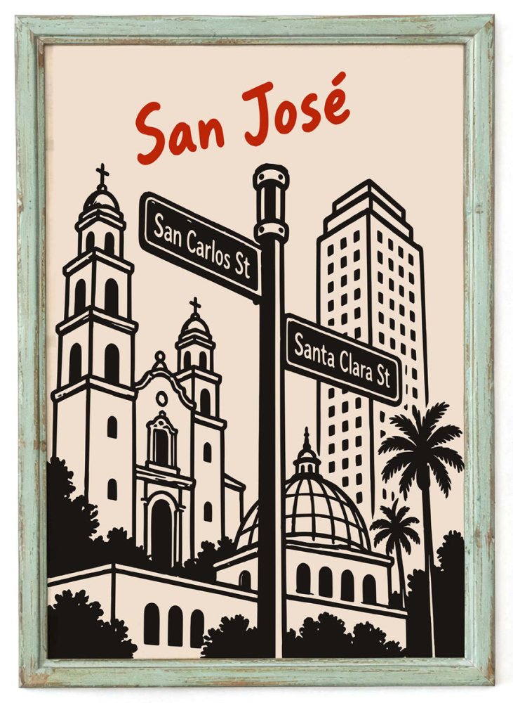 San José Landmark Street Sign Poster