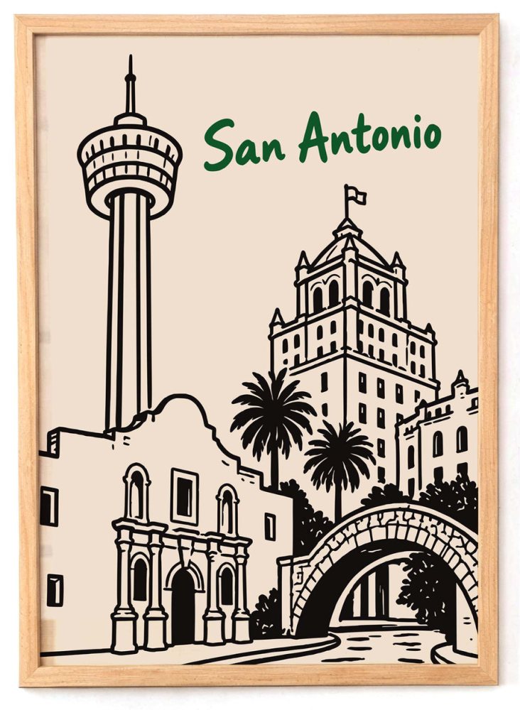 San Antonio River Walk Skyline Poster