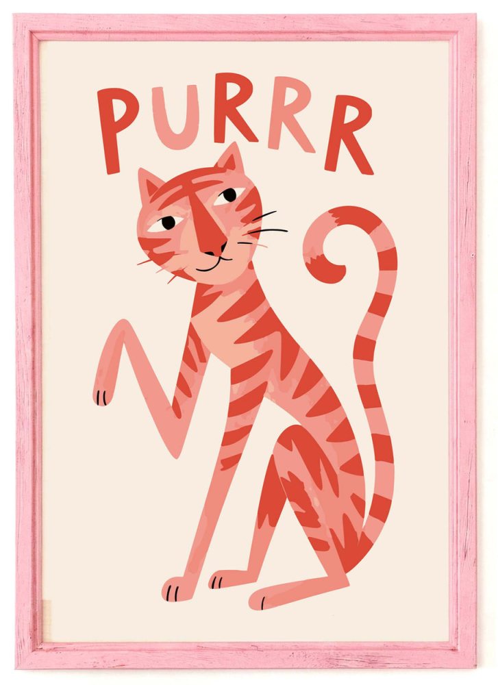 PURRR Pink Cat Art Print