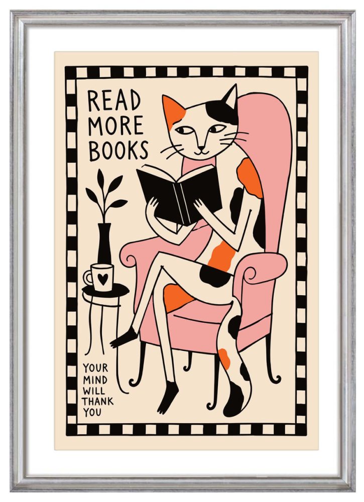 Read More Books Cat Reading Poster