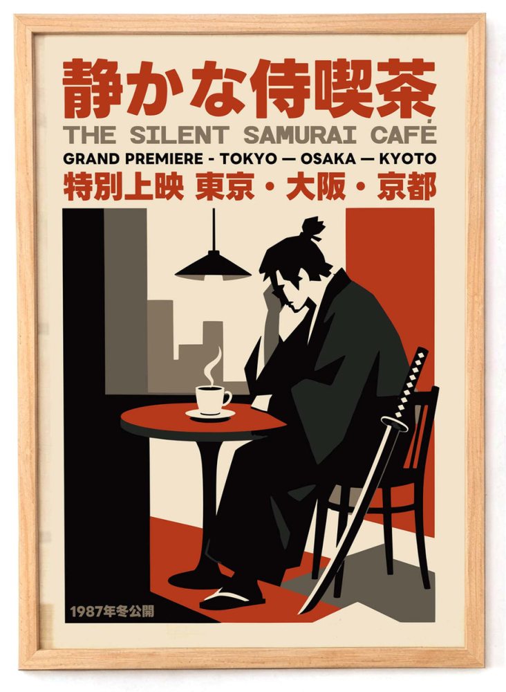 Silent Samurai Café Japanese Vintage Poster