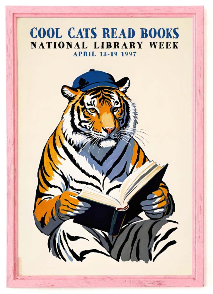 Library Week Tiger Poster Print