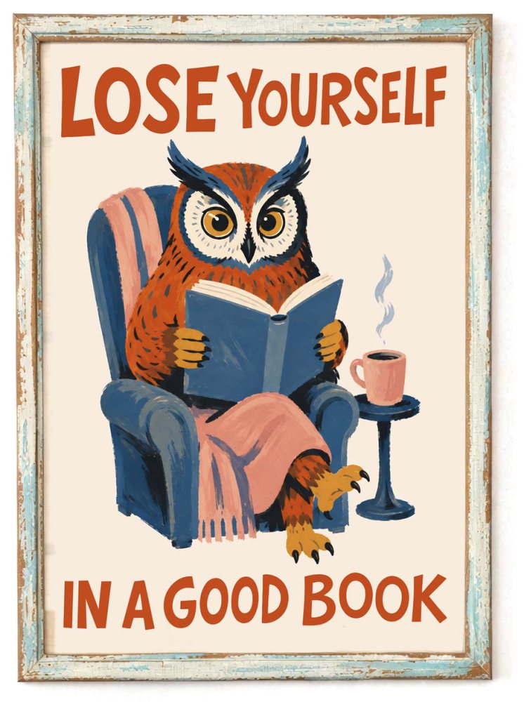 Reading Owl Poster Wall Art