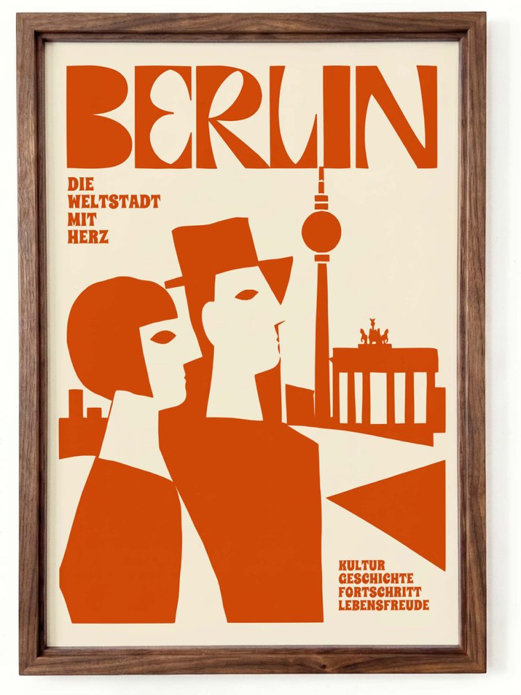 Retro Berlin City Art Print