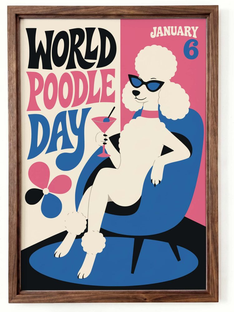 Retro World Poodle Day Wall Art