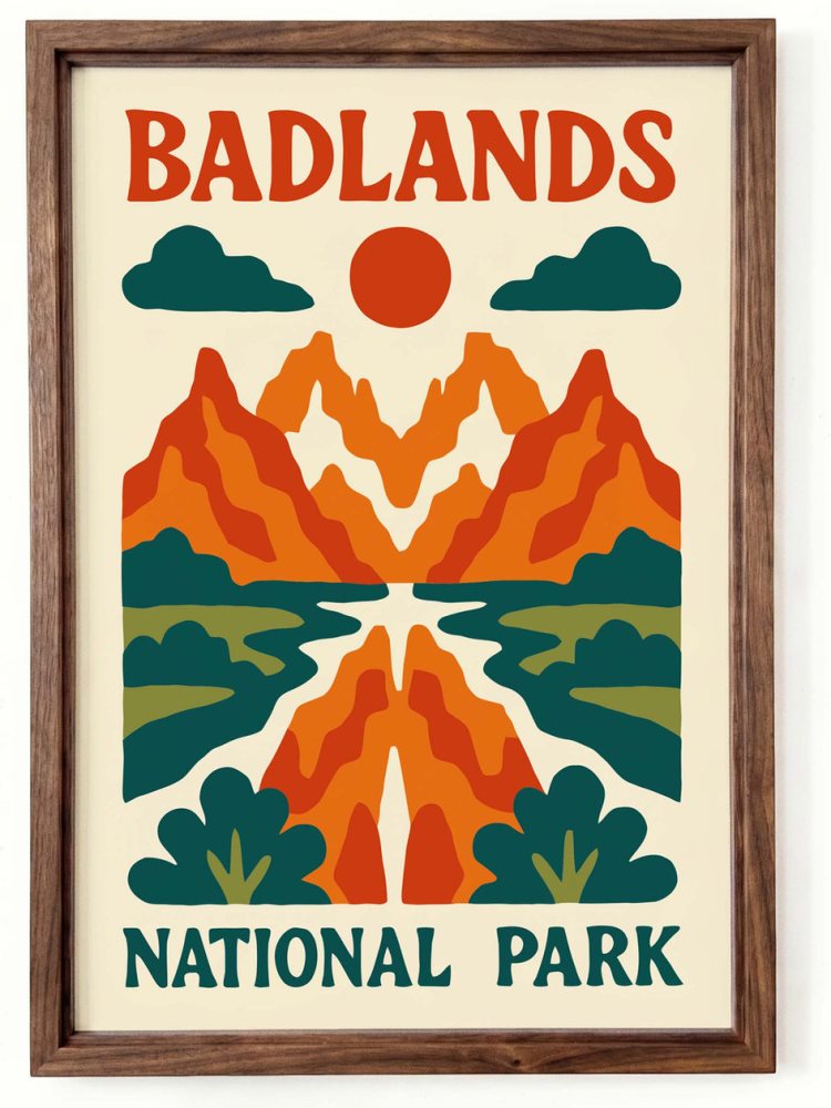 Retro Badlands National Park Poster