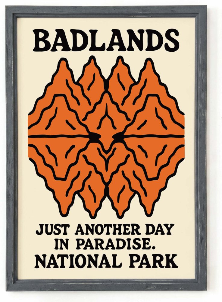 Vintage Badlands Desert Landscape Print