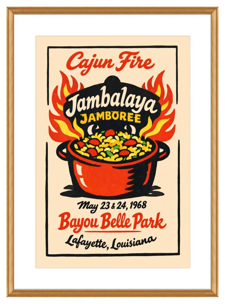 Vintage Cajun Fire Jambalaya Festival Poster