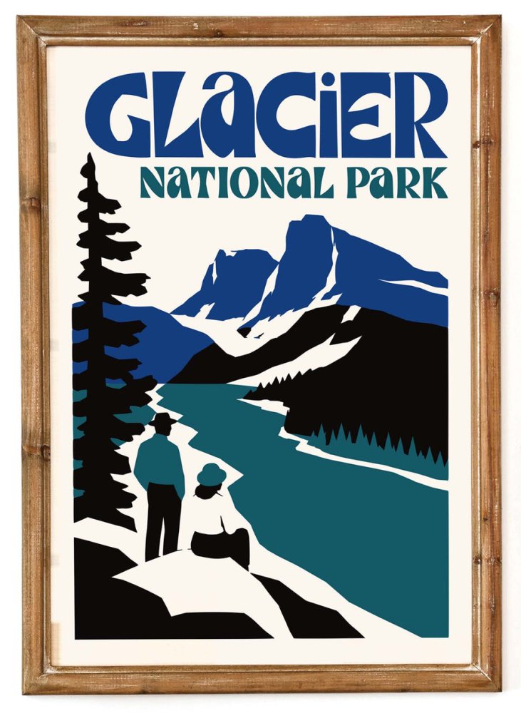 Vintage Glacier National Park Travel Poster