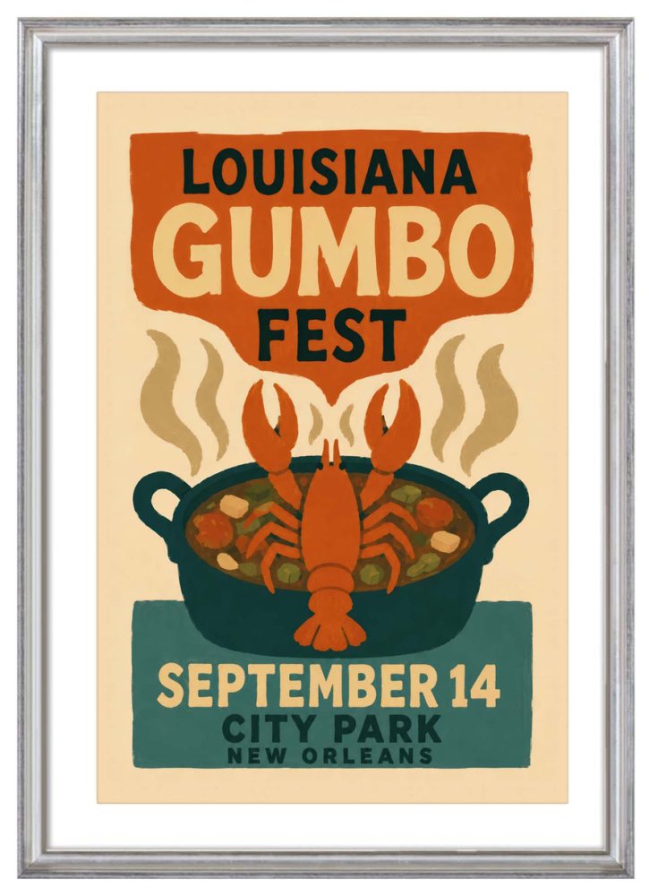 Retro Louisiana Gumbo Festival Kitchen Art Print