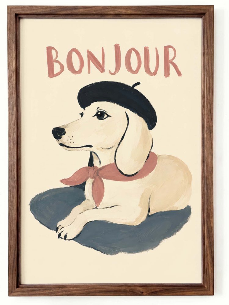 Bonjour Dachshund Wall Art Print