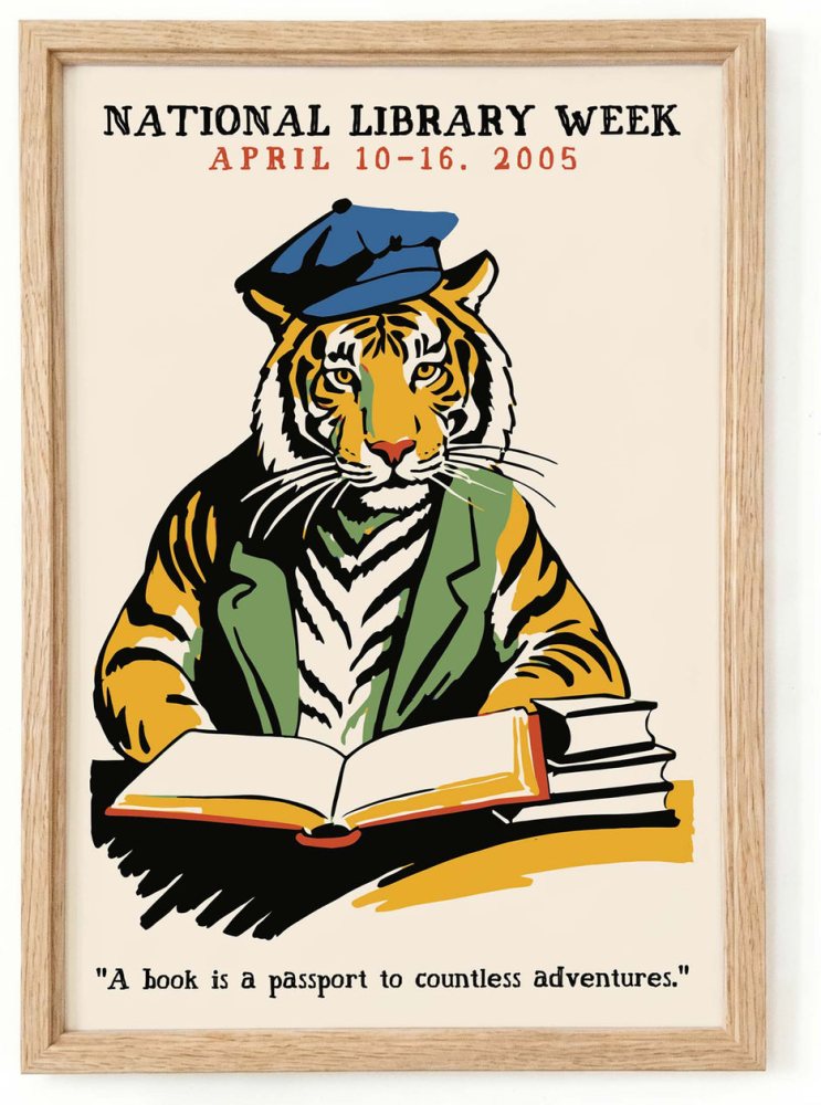 National Library Week Tiger Poster